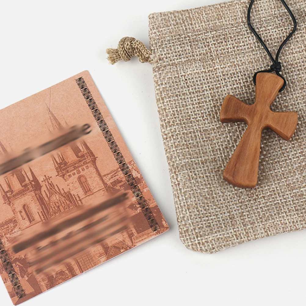 

Hand Carved Wooden Adjustable Necklace for Women Men Wedding Celebration Gift Jewelry Wood Cross Pendant