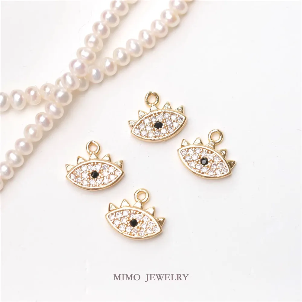 

1PCS 8x9mm Copper Plated with Real Gold, Cool Black Diamond Eye Pendant, Earrings, Necklace DIY Handmade Accessories