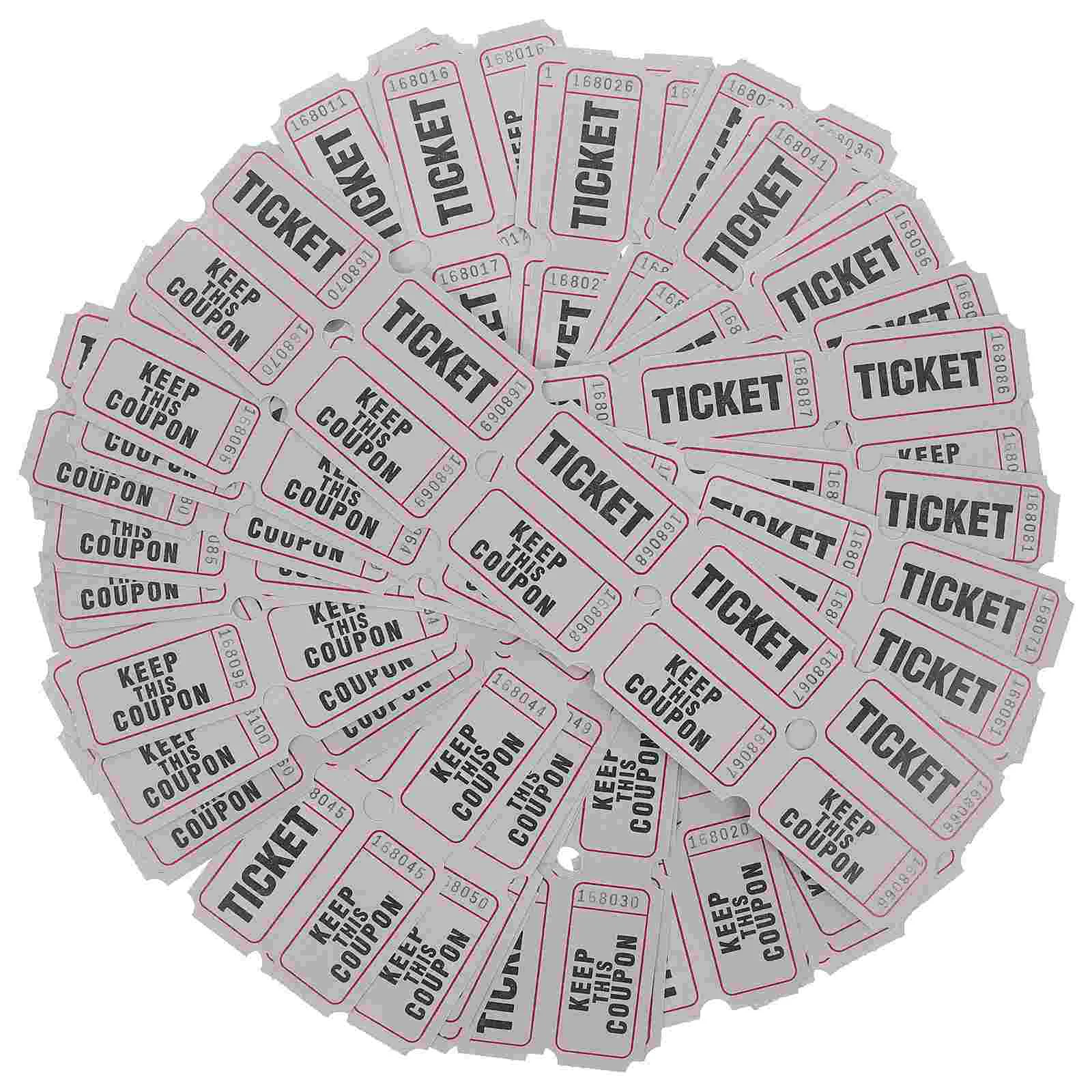 100 Pcs Ticket Raffle Tickets Hundred Carnival Event Party Prizes for Events Travel