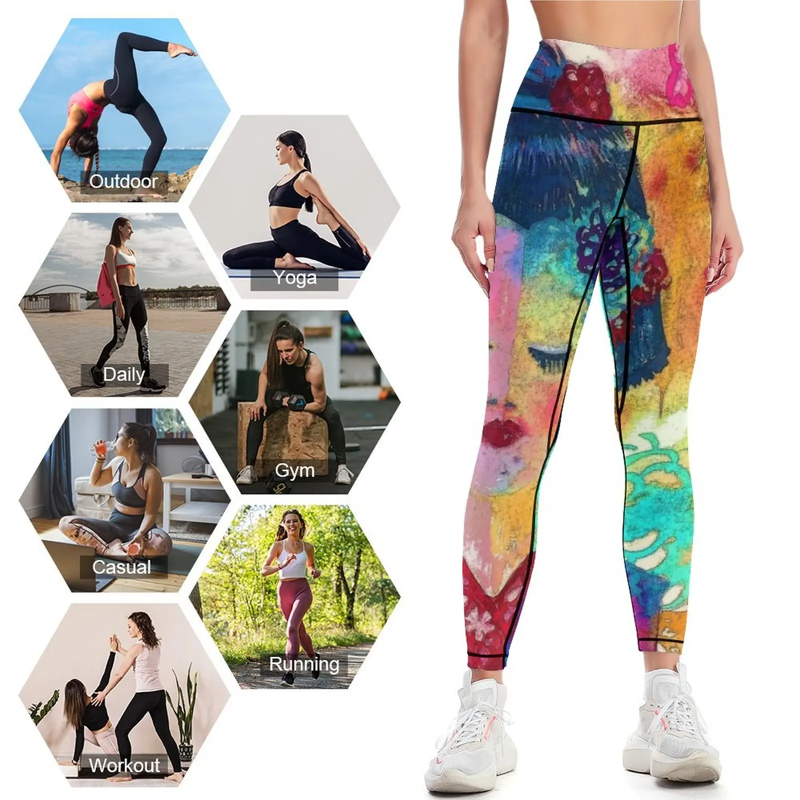 Retro Geisha Leggings Jogger pants push up legging Women's sports pants Womens Leggings