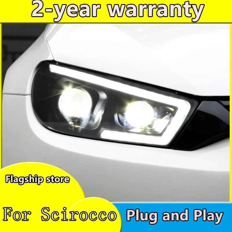 Head Lamp for VW Scirocco LED Headlight 2008-2017 Headlights Scirocco DRL Turn Signal High Beam Angel Eye Projector Lens