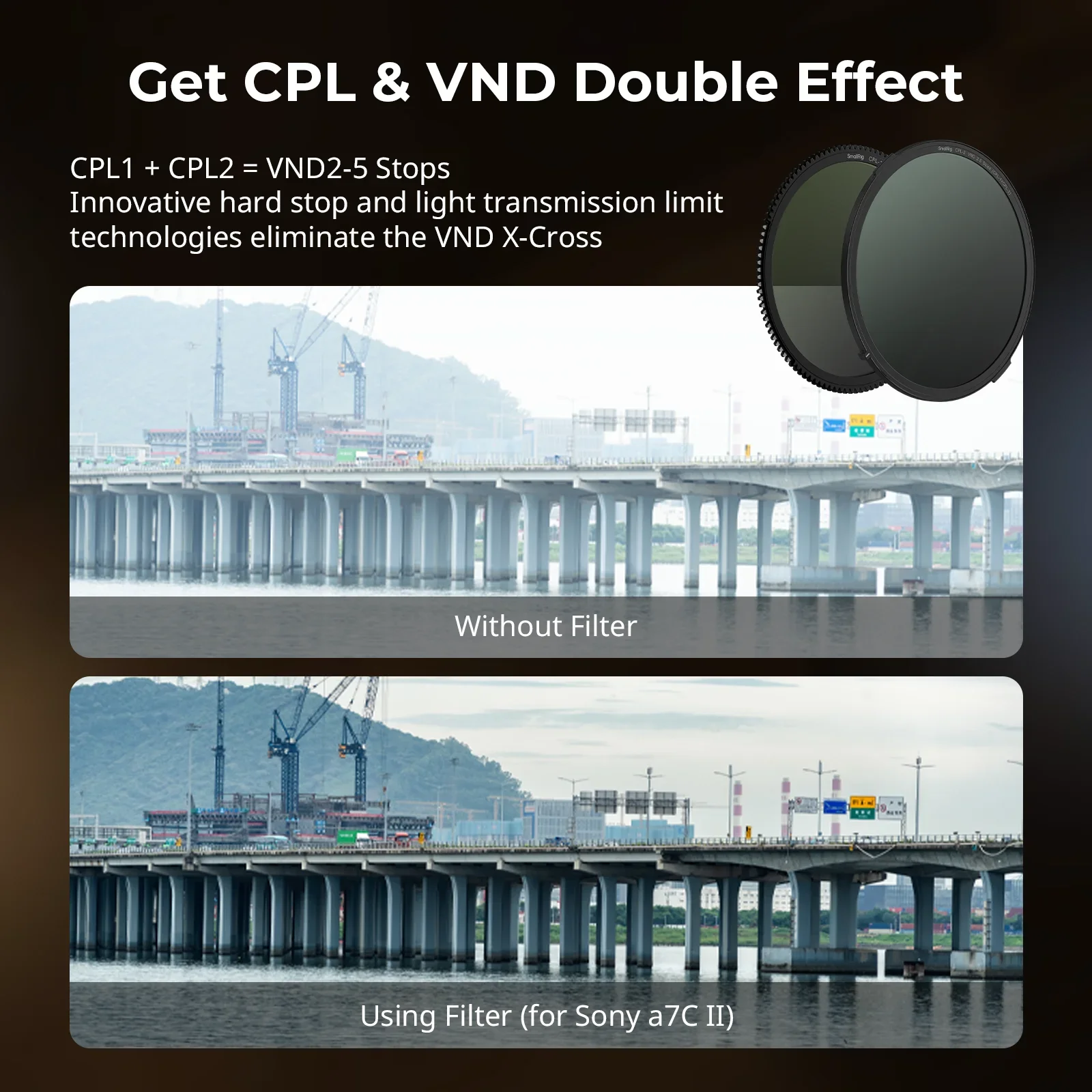 SmallRig 4415 Multifunctional VND Filter Tray Kit Dual CPL+VND Filter Function w Quick-release Magnetic Attachment for Camera