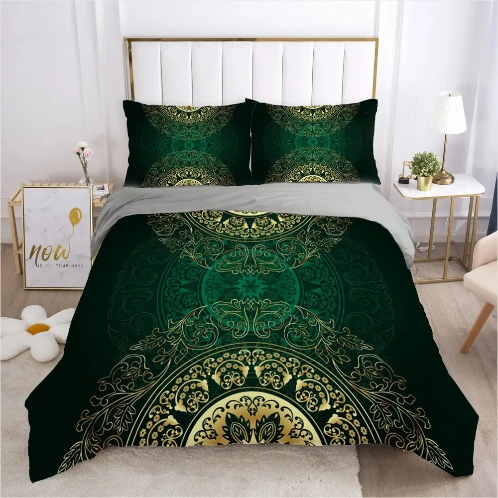 

Golden Luxury Bedding Set For Bohemian High-grade Luxurious 100% Hot Duvet Cover Sets Queen Size Double Boho Bed Linens Set