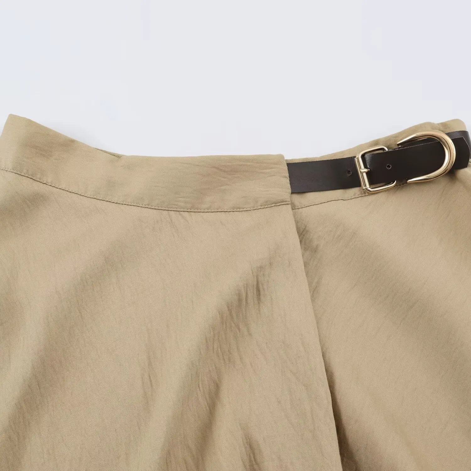 KASLEAD New Women's Midi Skirt with Buckle Decoration High-End Feeling A-Line Skirt Polyester Fiber mid Waist Autumn Season