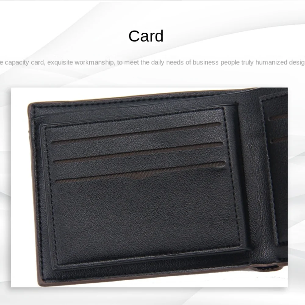 PU Leather Three Fold Wallet Large Capacity Leisure Male Leather Purse Multi-position Multi-function PU Coin Purse Pocket Purse