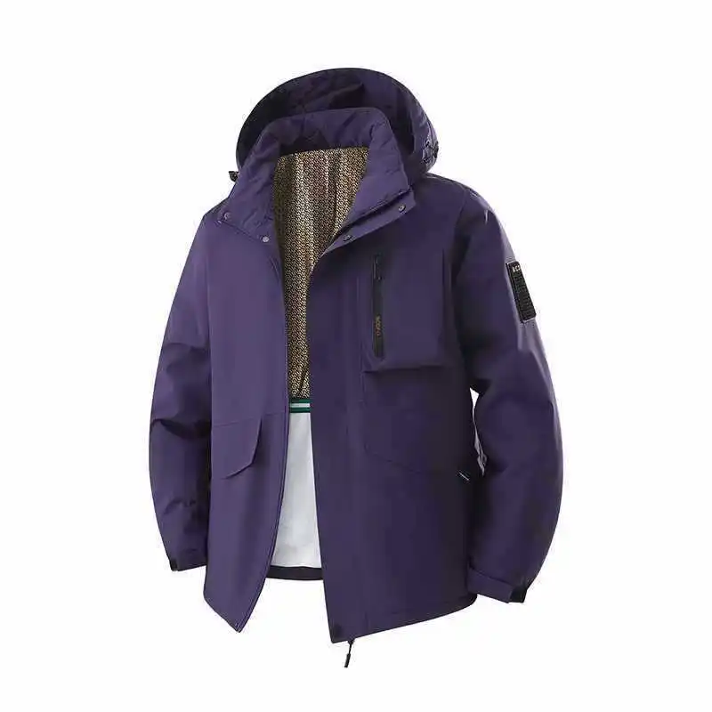 الشتاء رجل سترة جديدة رشاقته الباردة واقية طويلة الأكمام المعتاد الذكور ملابس خارجية بسيطة بلون الرجال انفصال معطف مقنع