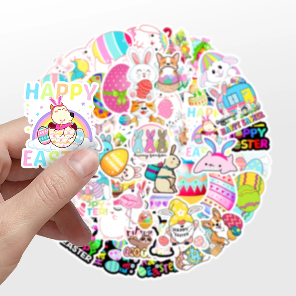 10/30/50PCS Cartoon Easter Egg Bunny Stickers DIY Decoration Party Decals DIY Fridge Skateboard Phone Bike Graffiti Gifts Toys