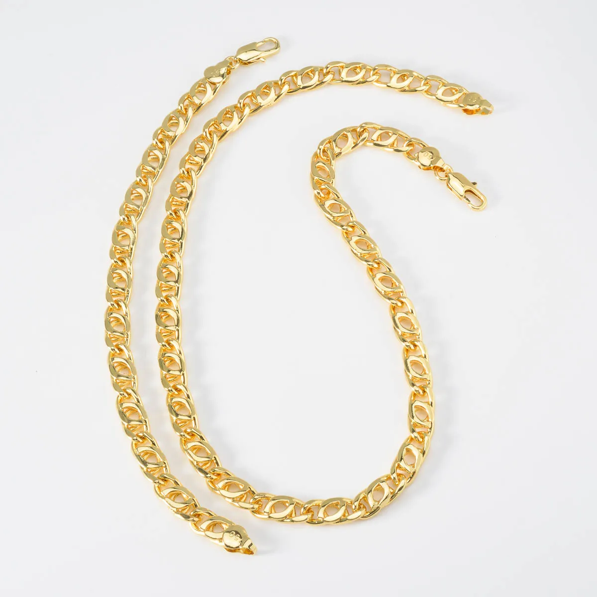 

Luxurious Plain Chain Jewelry Set Elegant Neck Chain Necklace Bracelet All Match Fashion Ornament For Different Daily Scenes