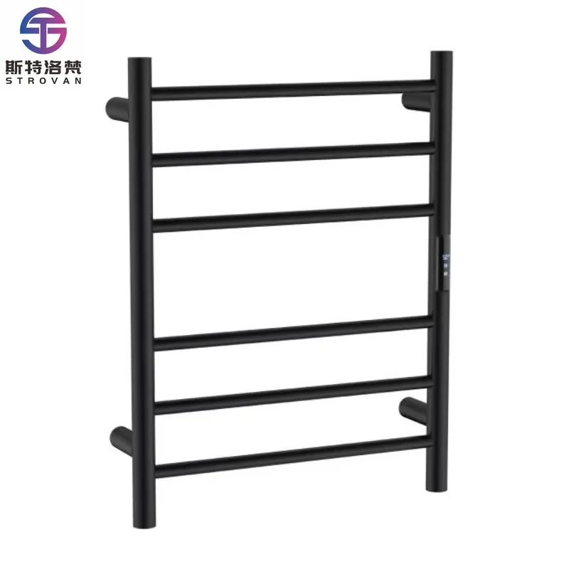 Accessories Thermostat Folding Fixed 6 Bath Towel Bars Black Towel Holder Rack