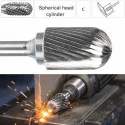 Carbide Rotary Burr Grinding Head Ball Nose Cylinder Shank Metal Grinding Tool for Polishing Deburring and Shaping Jobs