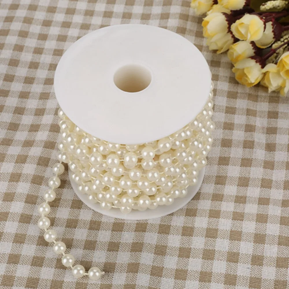 8mmサイズのパールビーズガーランド、ホワイトフェイクパールビーズガーランド、10mベージュカラーのパールストリング、フラワーセンターピース