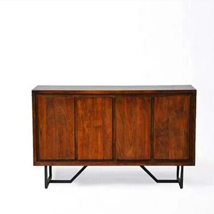

Nordic American cabinet retro industrial solid wood chest cabinet door cabinet wrought iron