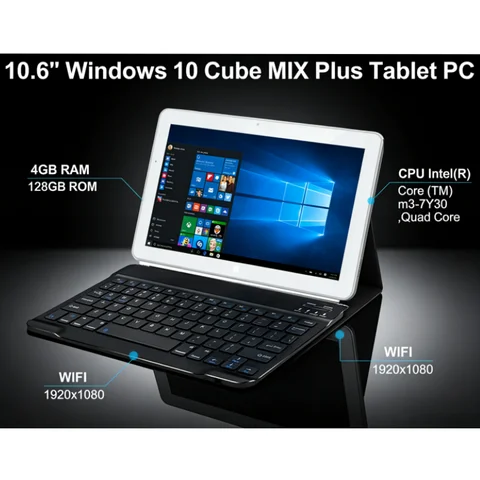 10.6 INCH Windows 10 Tablet PC MIX Quad Core  4GB RAM 128GB ROM WIFI 5000 MAH Battery 1920*1080 IPS Screen