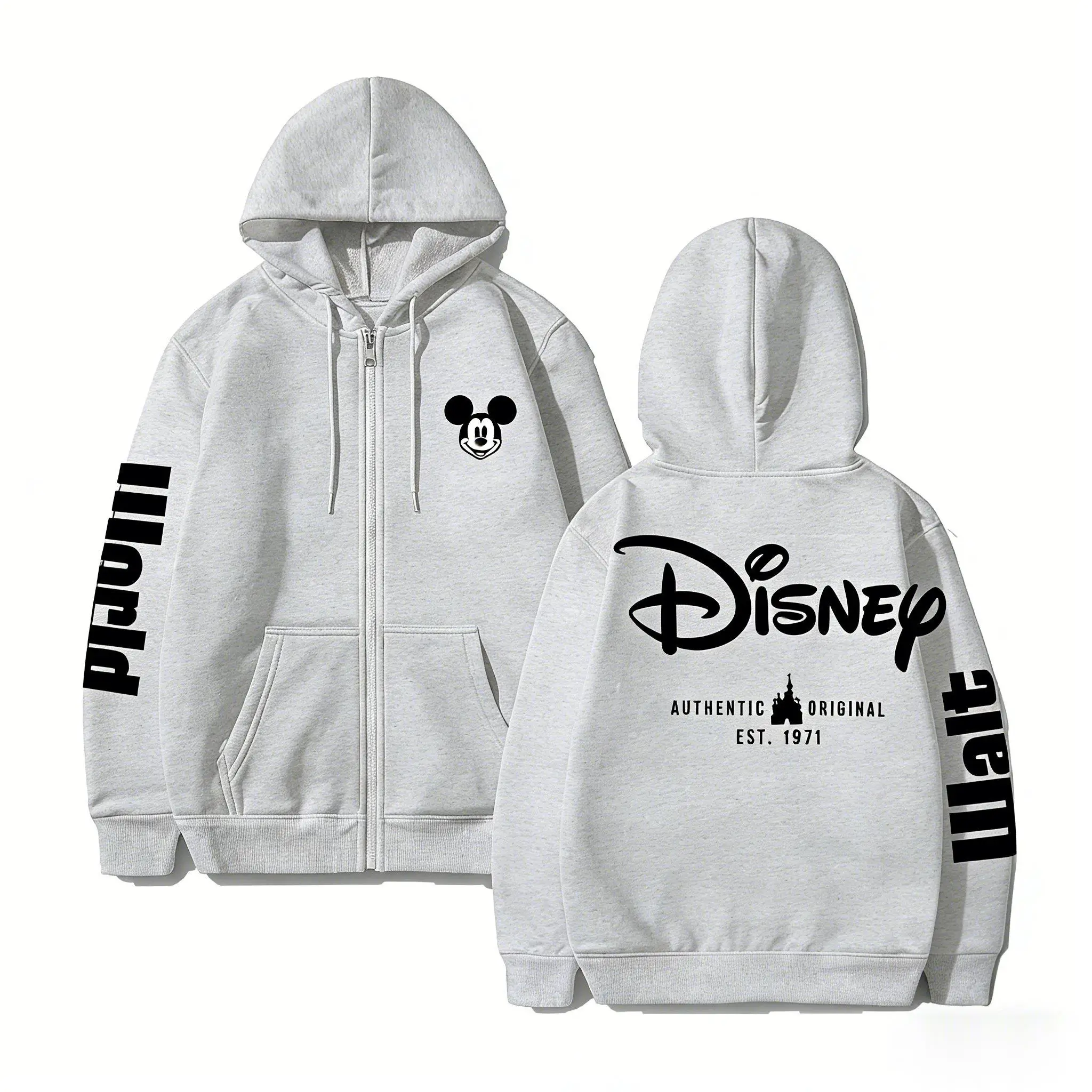 Sudadera con capucha Vintage con cremallera para hombre y mujer, ropa de calle de Disney Walt World, Mickey Mouse, Anime Harajuku, Jersey informal, chaqueta, Tops