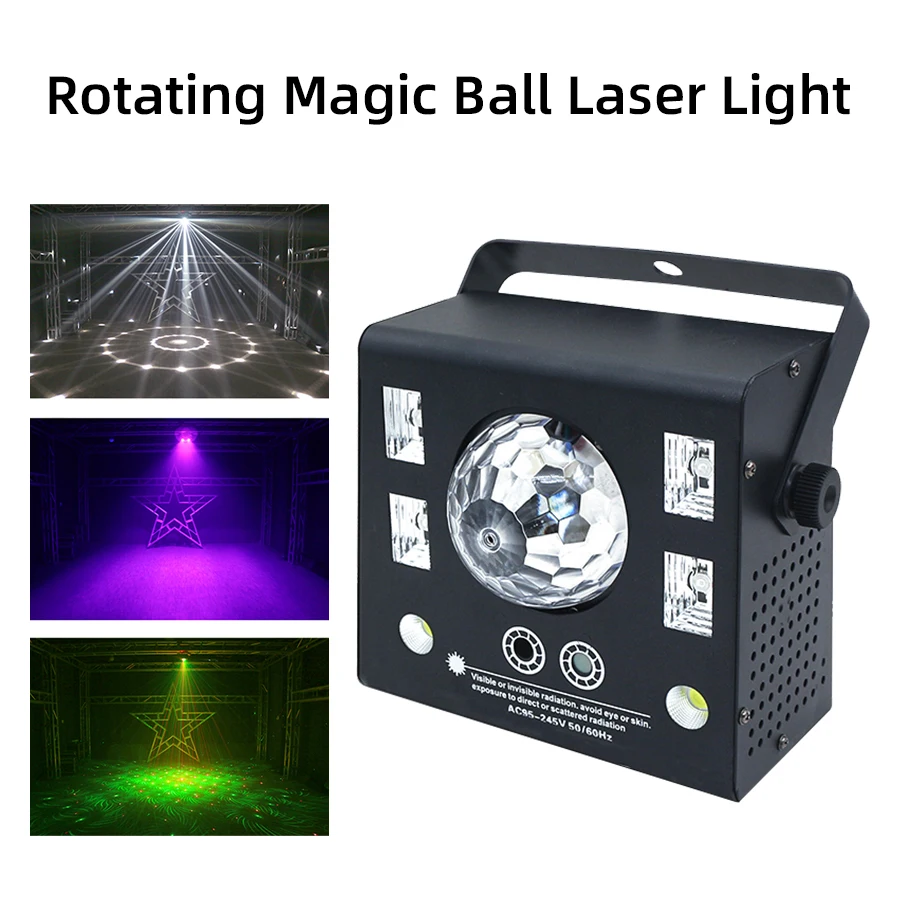 

Remote DMX Laser Projector Strobe Magic Ball UV 4IN1 Stage Lighting Effect DJ Disco Party Holiday Dance Wedding Black Lamp