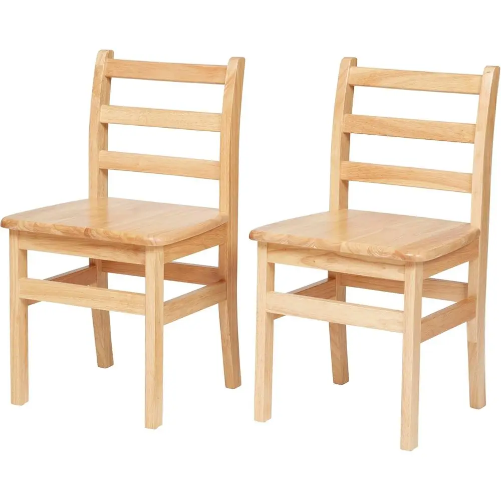 

Natural Wooden Ladderback Chairs, 16 Seat Height, Kids Furniture, 2-Pack