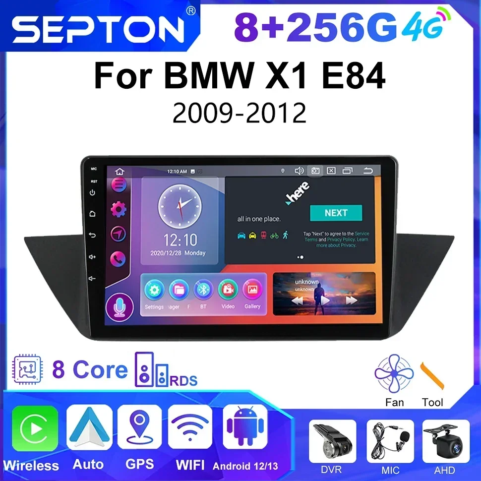 SEPTON Lettore video multimediale Android per BMW X1 E84 2009-2012 Autoradio Stereo Navigazione GPS CarPlay Autoradio 2Din Unità principale