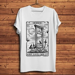 vintage Guillotine Goth t shirt men new white casual daily homme cool unisex short sleeve breathable t-shirt  Keep Your Chin Up