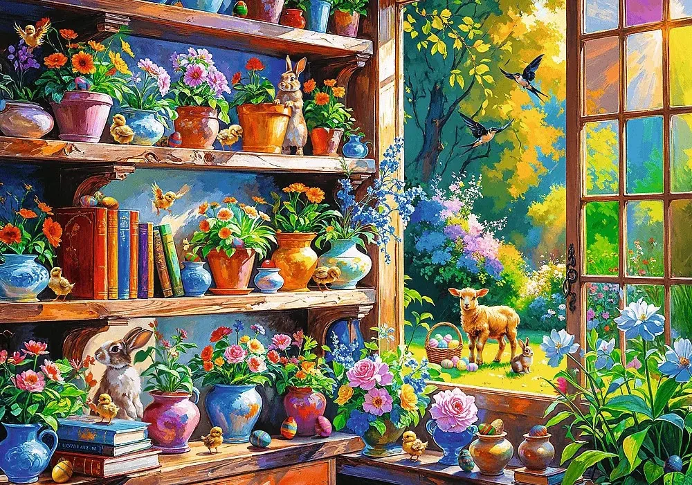 

Jigsaw Puzzle 1000 Pieces Flower Shop Landscape Puzzle Home Decor for Adults Game Family Fun Puzzles Educational Toys
