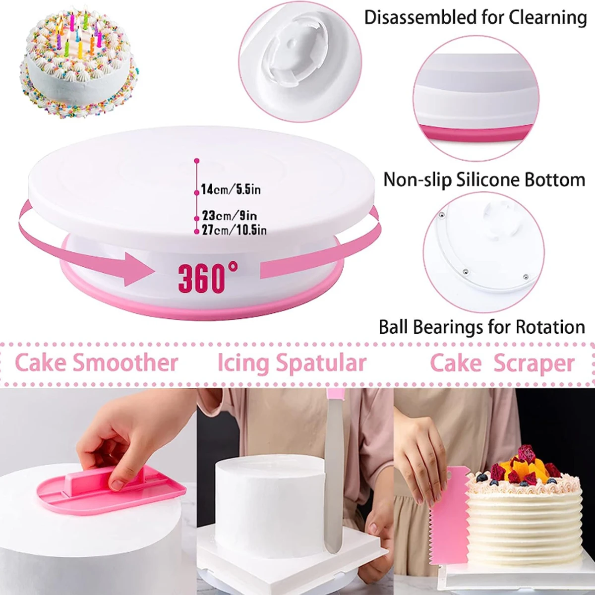 Cake Turntable Set Cake Decoration And Flower Mounting Tool  Flower Mounting Nozzle Spatula Home DIY Baking