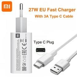 Original Xiaomi Fast Charger 27W EU QC4.0 Quick Charge Type C Cable for Mi 11 10 9 Note10 Lite Poco F2 X3 Redmi Note 9 S K40 Pro