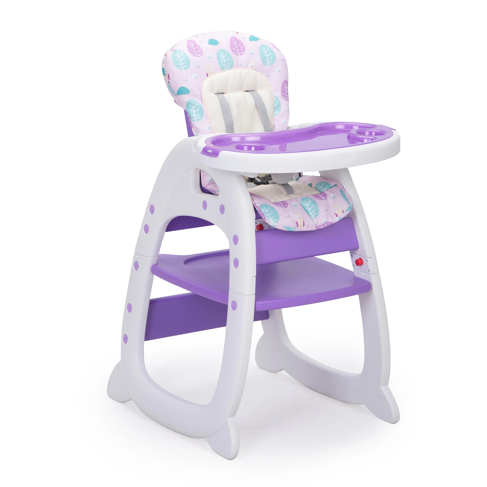 

Convertible High Chair for Babies, Booster Seat with Safety Belt Feeding Tray, Toddler Chair and Table Set, Purple and White