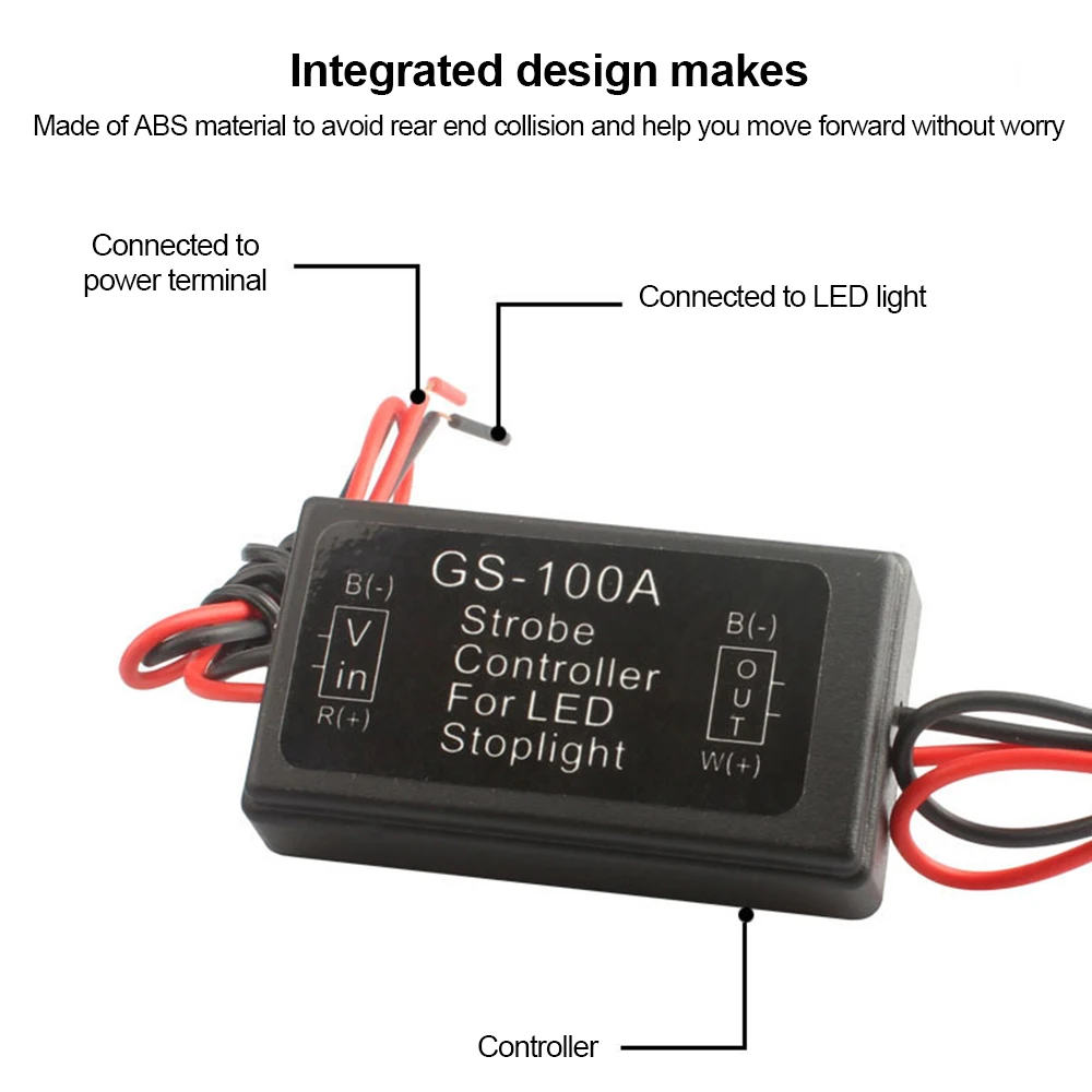 GS-100A 5-28V Brake Light Flash Controller Module Flash Strobe Controller Flasher Module for Car LED Brake Stop Light Lamp