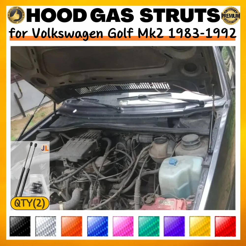 

Qty(2) Hood Struts for Volkswagen Golf Mk2 Hatchback 1983-1992 Front Bonnet Modify Dampers Gas Springs Shocks Lift Supports Bars