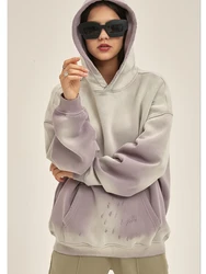 Sumuyoo 360g/㎡ Fashion Retro Hoodies Women's Autumn Winter Thicken Fleece Oversized Sweatshirt  Female Warm Couple Chic Hoodies