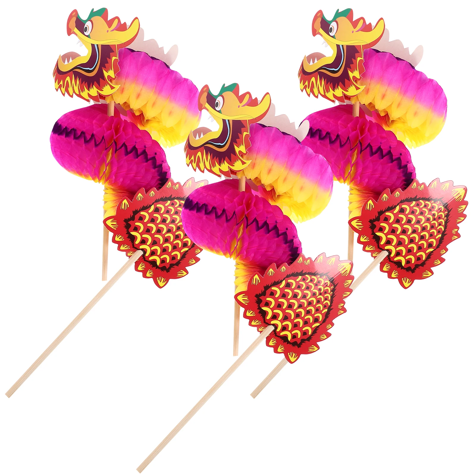 

3Pcs Pull Expandable Dragon Honeycomb Craft Material for New Year Celebration DIY Decoration -on Art Project