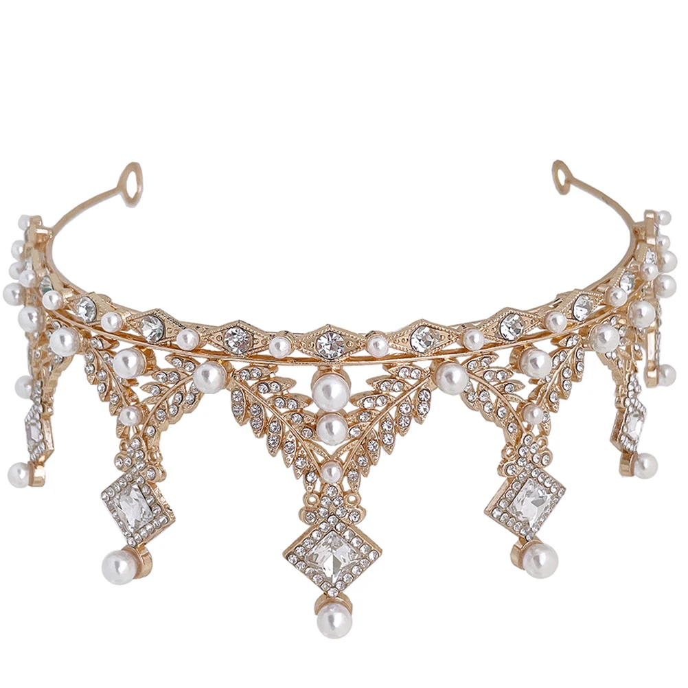 

Crown Hair Accessory Bridal Headdress Wedding Headpiece Rhinestone Headb Crystal Lightweight Zinc Alloy Pearl Durability Charm