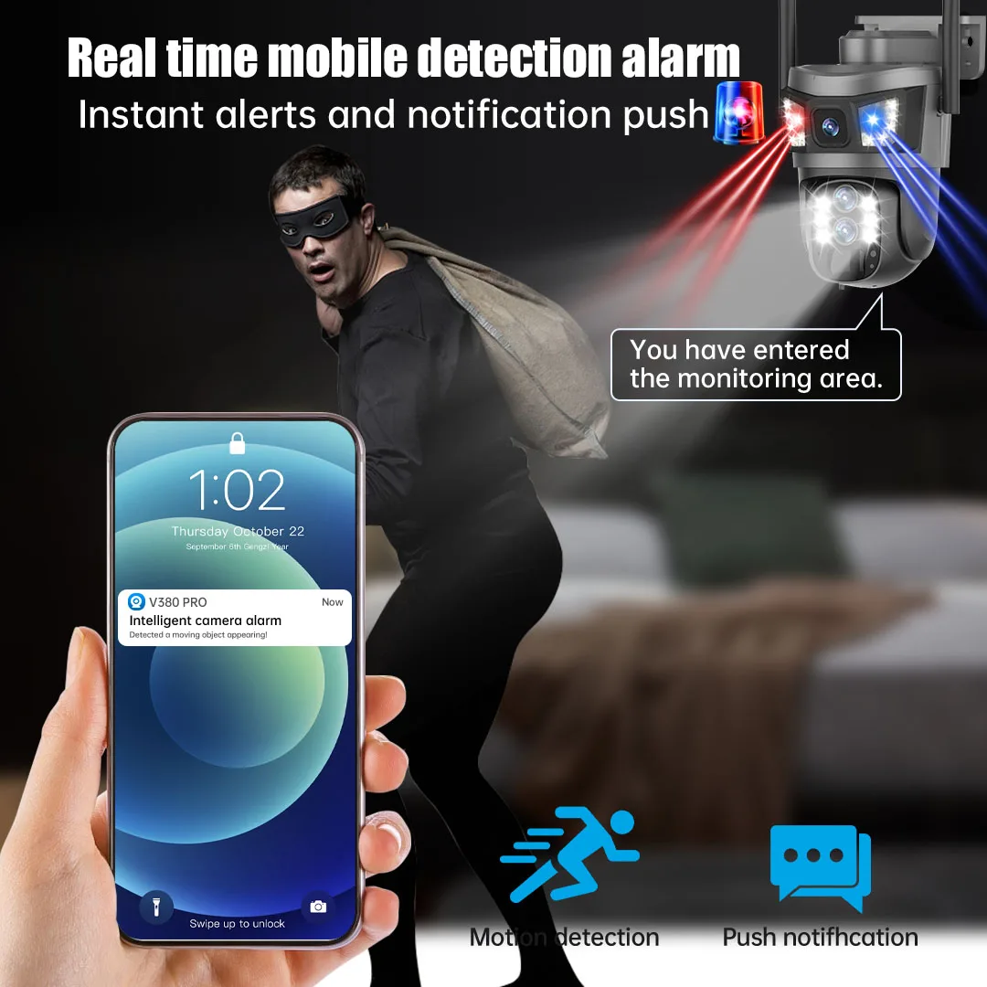 10X Zoom 4G Sim Solar Camera Outdoor 6K 12MP Three Lens Security Surveillance Camera 360 Human Auto Tracking Solar CCTV V380 Pro