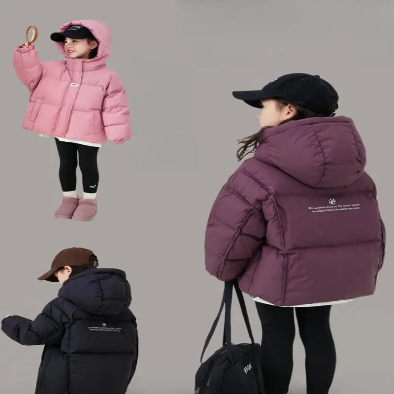 

Kawaii Casual Coat Tops Fashion Children S Clothing Girls Winter Jacket 2025 New Down Cotton Short Puffy Coat Thickened Kids