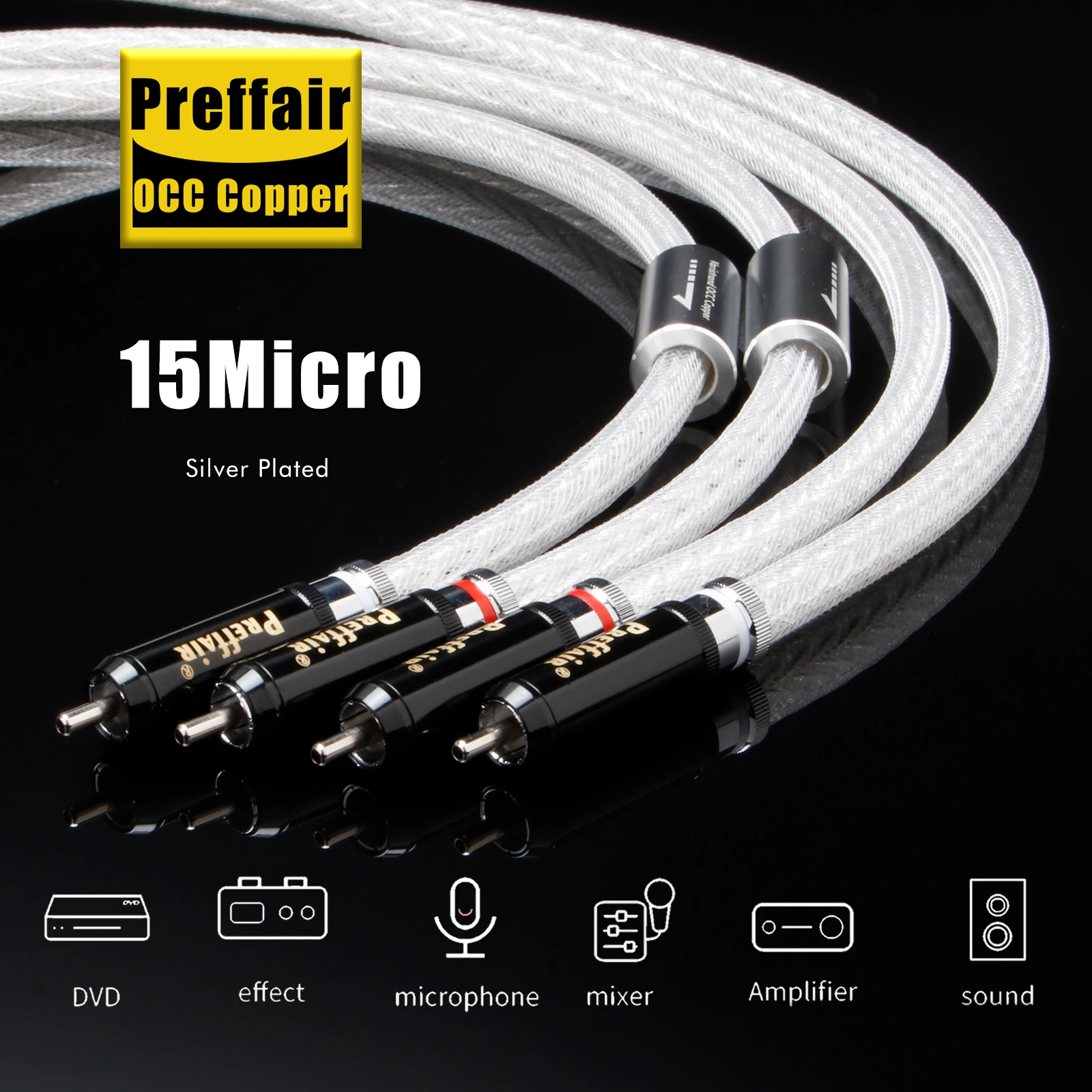 

Высококачественные кабели Preffair 6AGR1730 RCA, посеребренный 12-жильный сигнальный кабель OCC с родиевыми разъемами RCA для AMP