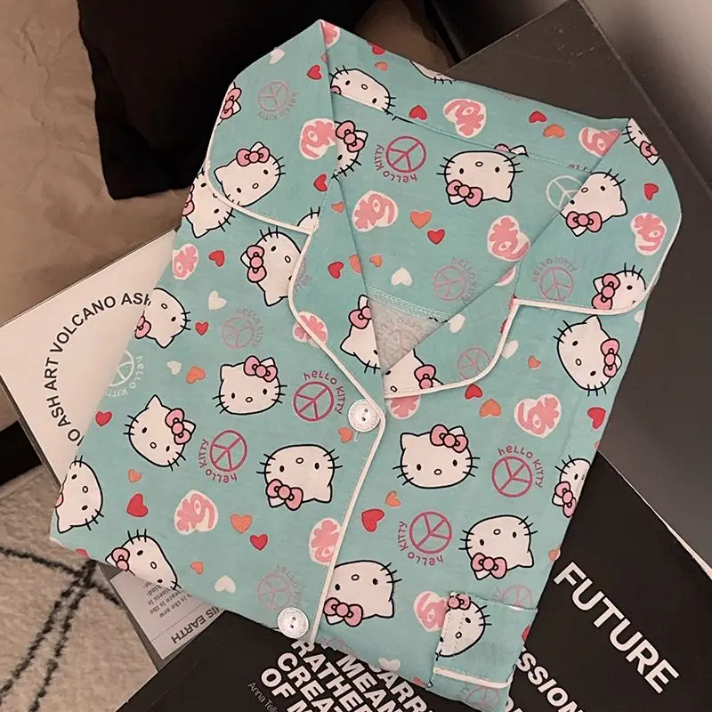 サンリオかわいい長袖 2 個ハローキティ学生新スタイルパジャマファッション秋と冬スタイル屋外ホーム服トレンディ
