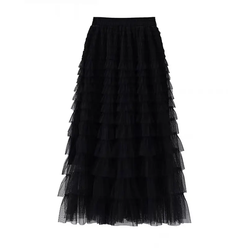 2025 new style fashionable, elegant and comfortable high-end temperament casual half-length mesh skirt for ladies