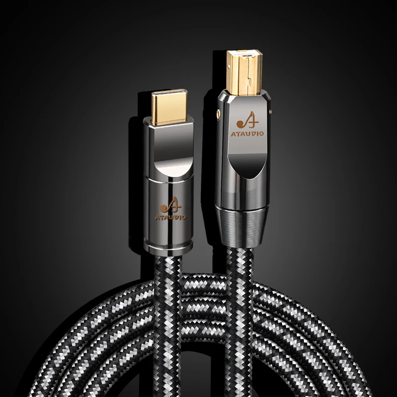 ATAUDIO HiFi-USB-Kabel, hochwertiges 7N OCC USB Typ A auf Typ B, OTG-plattiertes Gold-Audiokabel für PC DAC Mobile 4