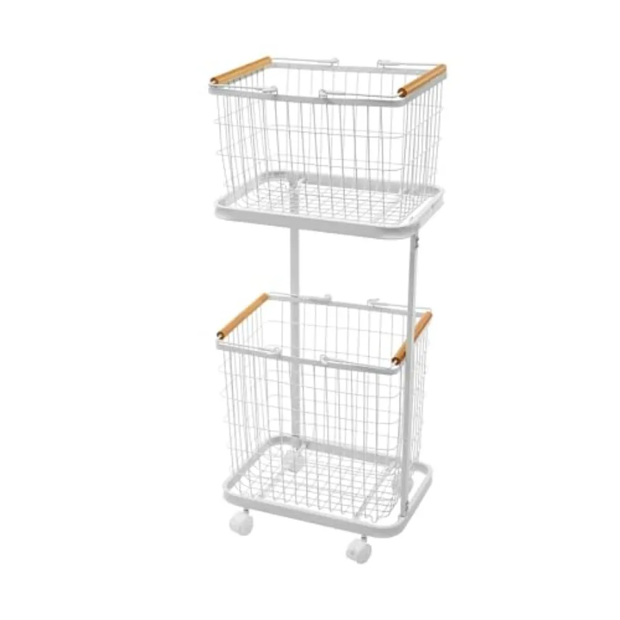 

Laundry Hamper, 2-Tiers Rolling Laundry Sorter Cart with Metal Frame, Large and Tall Dirty Clothes Hampers for Bedroom Aestheti