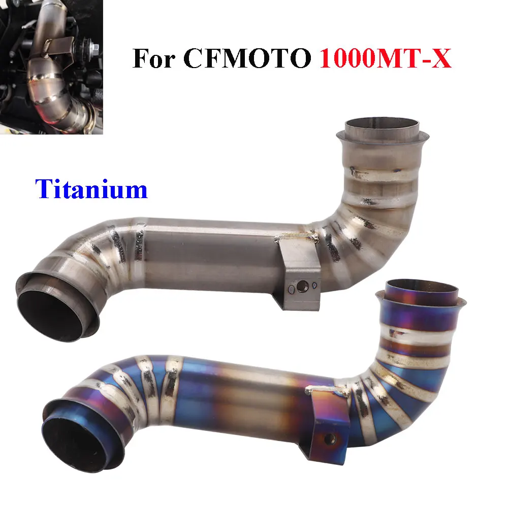 Titanium Pipe For CFMOTO 1000MTX Motorcycle Exhaust Slip On Middle Link Pipe Escape System Fit Stock Muffler
