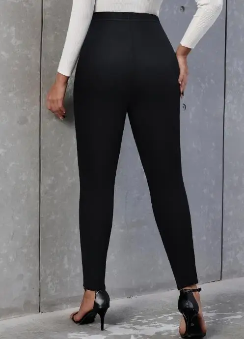 

Women's Pants 2025 Autumn/winter New Casual Commuter Multi Functional Elastic Belt Double Breasted Tight Women's Knitted Pants