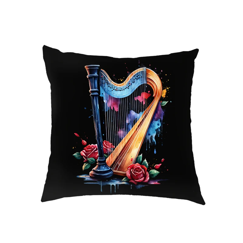 Musical Instruments Print Cushion Cover Guitar Piano Pillowcase Sofa Bed Car Decorative Pillow Case Covers for Living Room