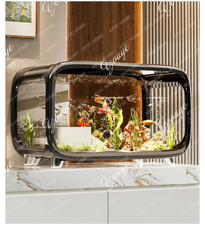 Home Living Room Ornamental Fish Tank Ecological Landscape Filtration Oxygen Generation Aquariums Multi-functional Feeding Tank