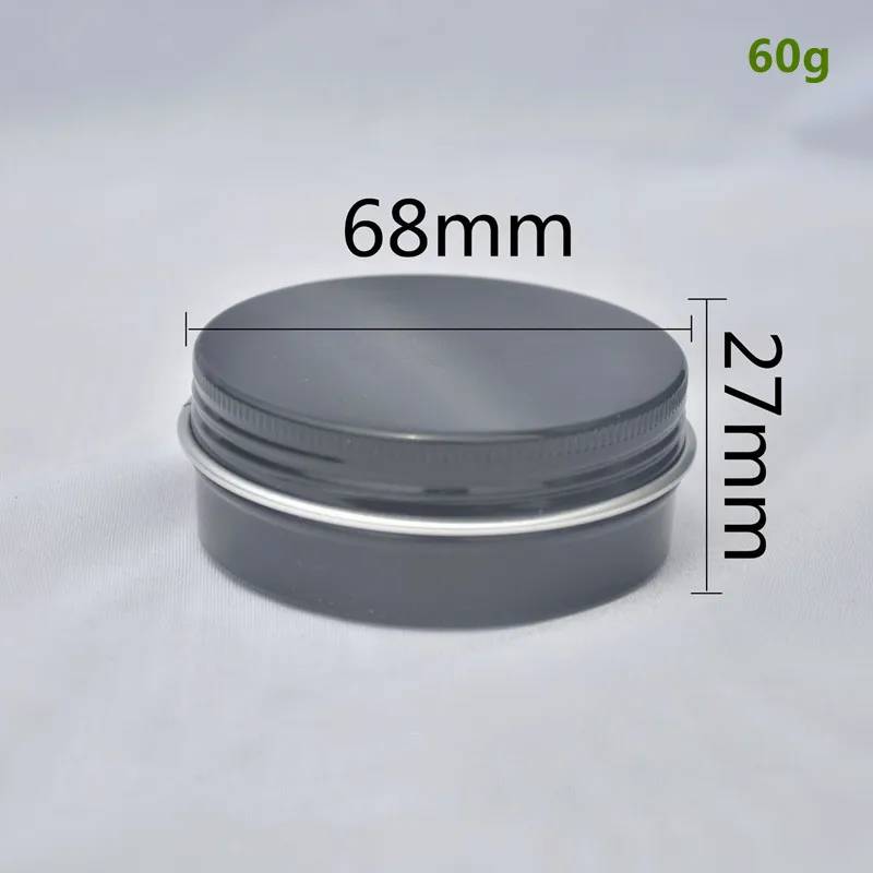 200pcs 60ml/2 oz Black Empty Round Aluminum Box Metal Tin Cans Cosmetic Cream DIY Refillable Jar Tea Aluminum Pot