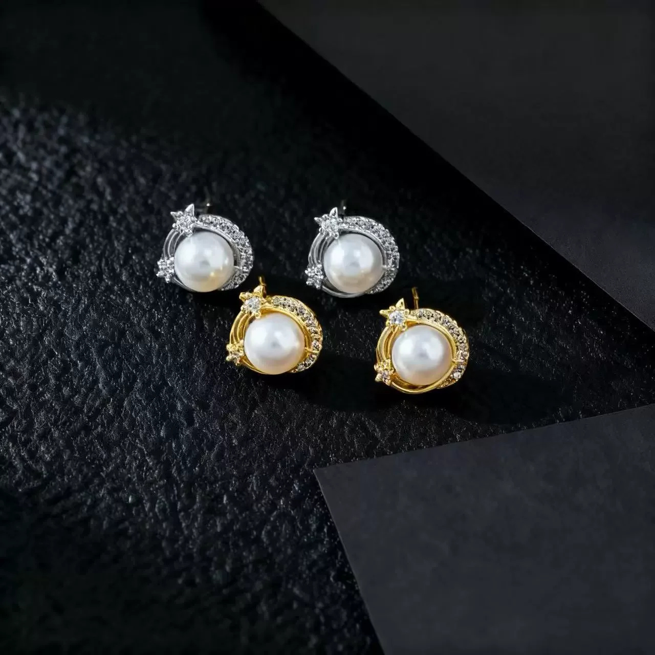 الفرنسية أناقة اللؤلؤ مطلية بالذهب الماس جزءا لا يتجزأ من الأقراط الرجعية زهرة الراقية تصميم المرأة الملحقات #2