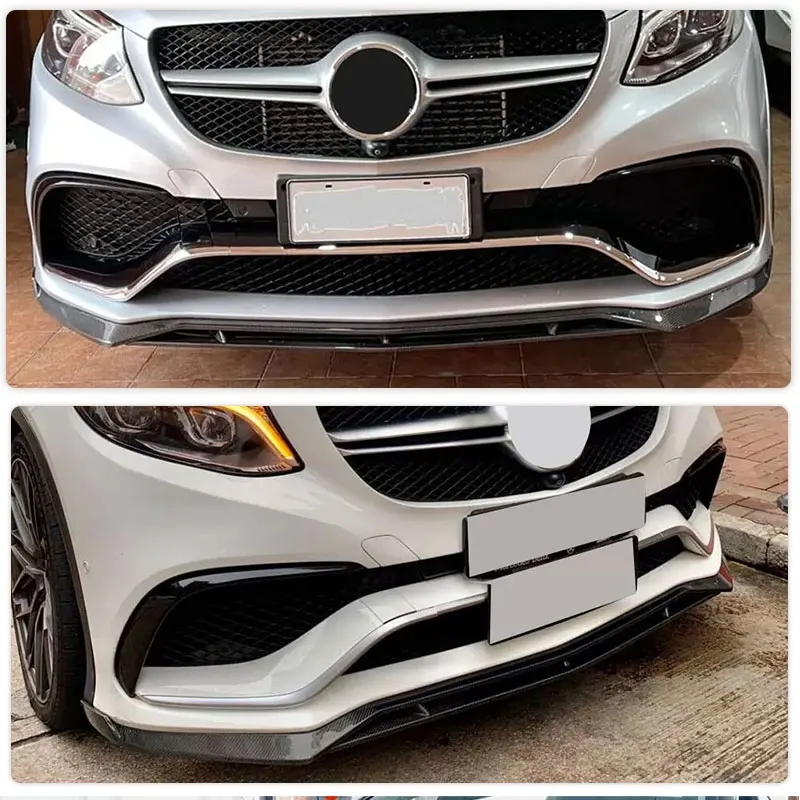 Car Front Bumper Lip Spoiler Carbon Fiber for Mercedes-Benz GLE Class C292 GLE63 AMG 2015-2018 Front Lip Chin Apron Bodykit FRP