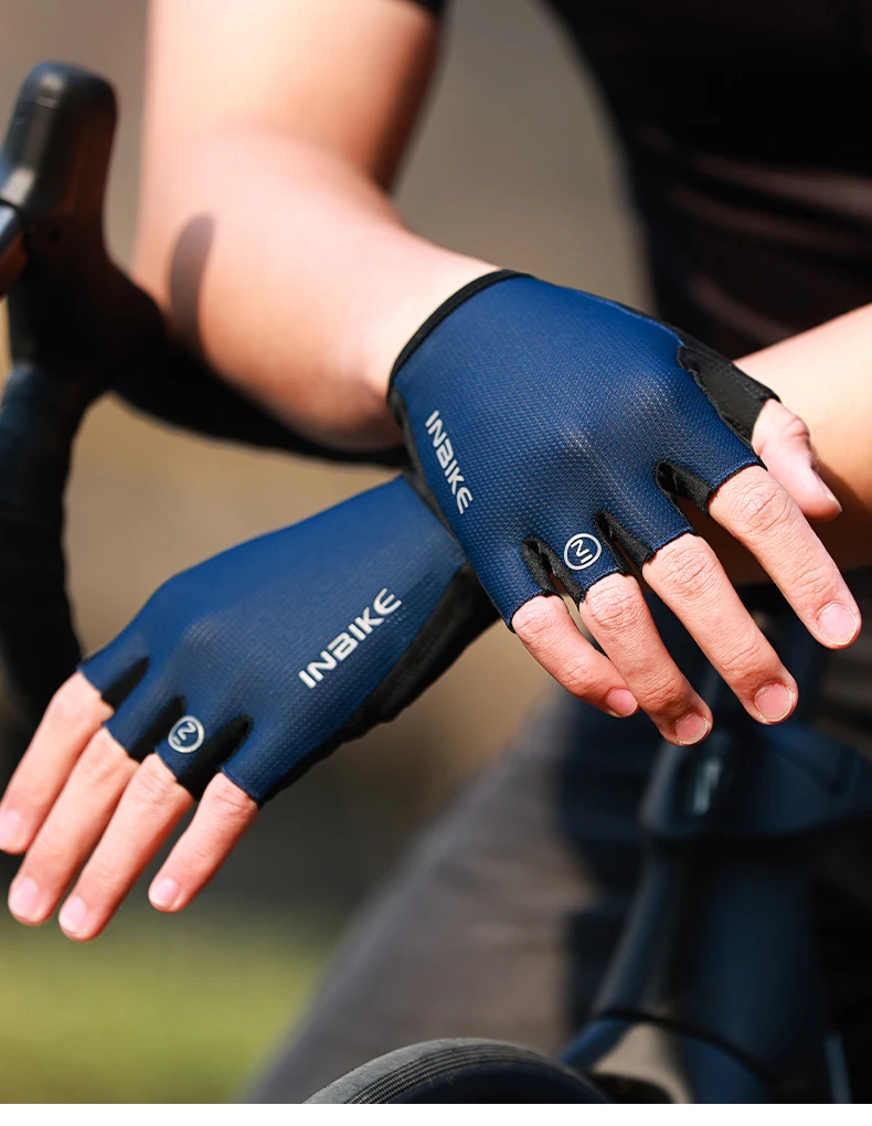 INBIKE Halbfinger-MTB-Handschuhe, Sommer, atmungsaktiv, stoßdämpfend, Fahrradhandschuhe für Männer und Frauen, Rennrad, Fahrradfahren, Handflächenschutz, Mountainbike-Sportzubehör – Detail 12