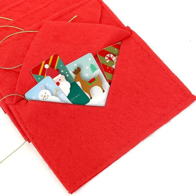 1/20PCS Christmas Tree Envelope Red Felt Santa Claus Letters Pendants Xmas Tree Party Home New Year Decoration Candy Gift Bags