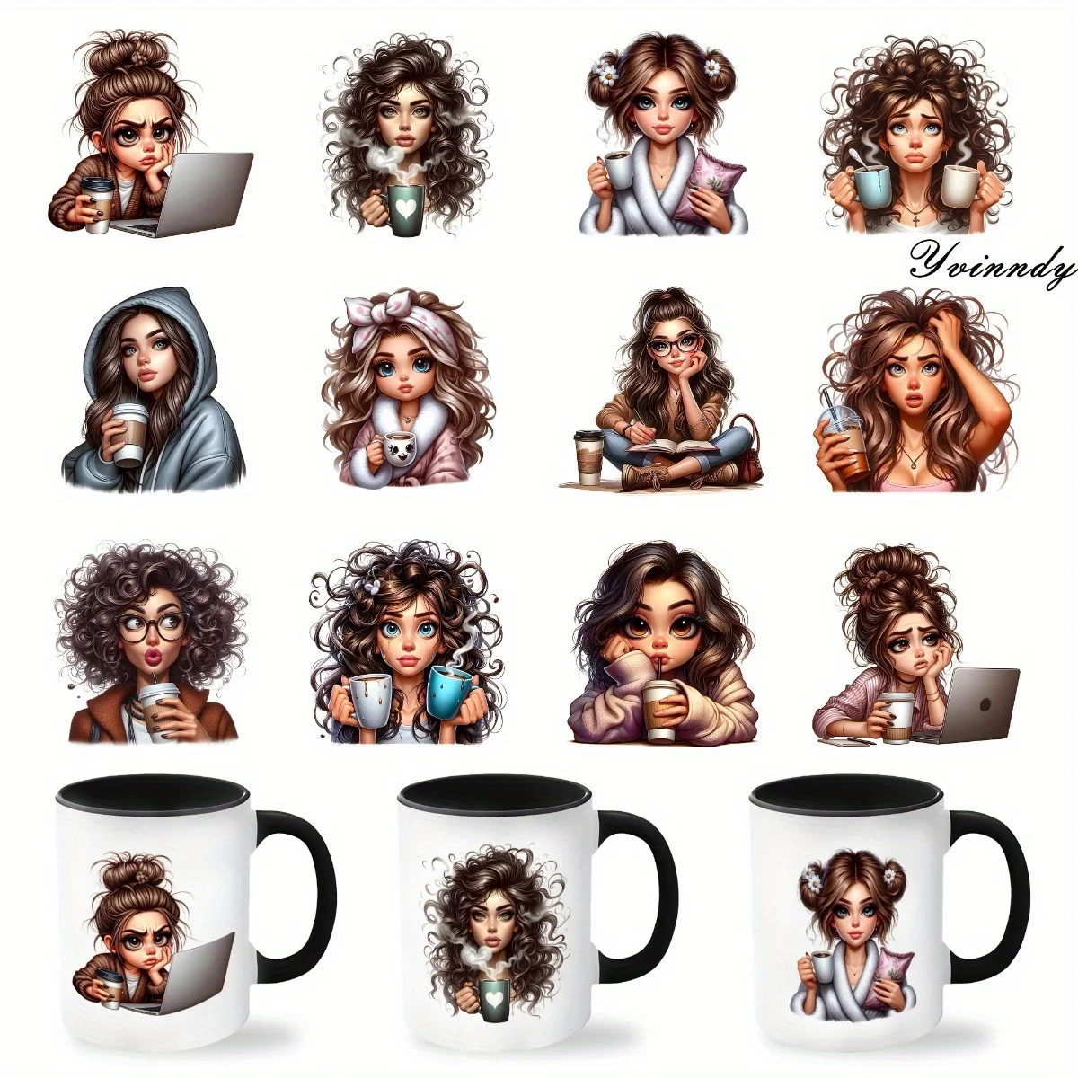 

12Pcs/Set Coffee Mom DIY Glass Jar Packaging Stickers UV DTF High Self-Adhesive Transfer Paper Decorating Cups And Bottles