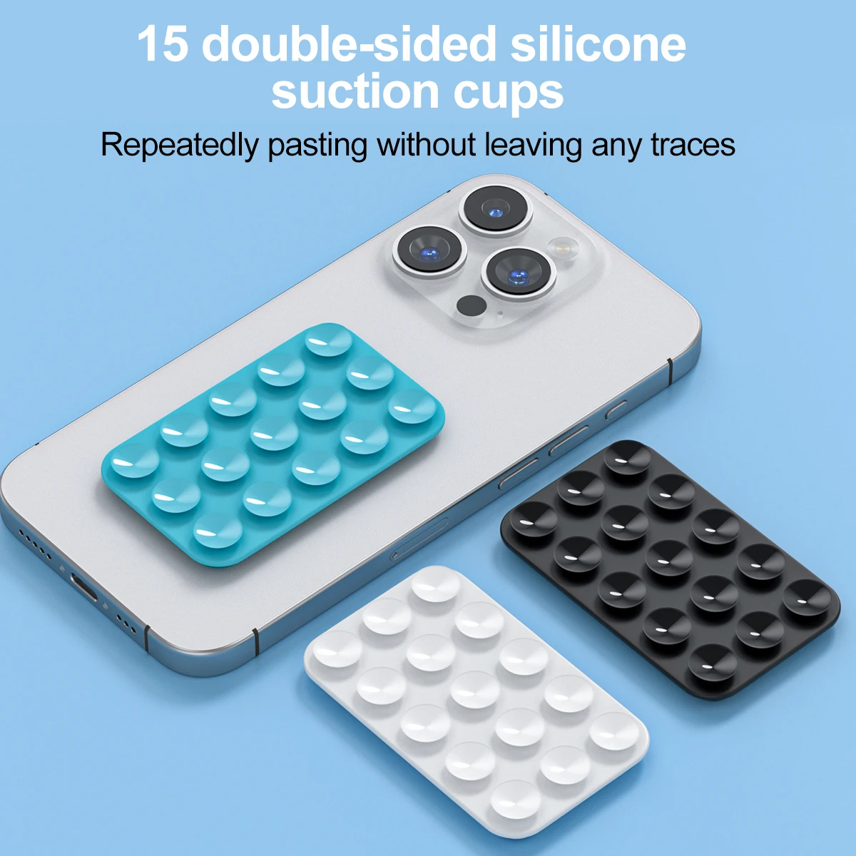 Square Double Side Silicone Suction Pad For Mobile Phone Fixture Suction Cup Wall Stand Rubber Sucker For Fixed Pad