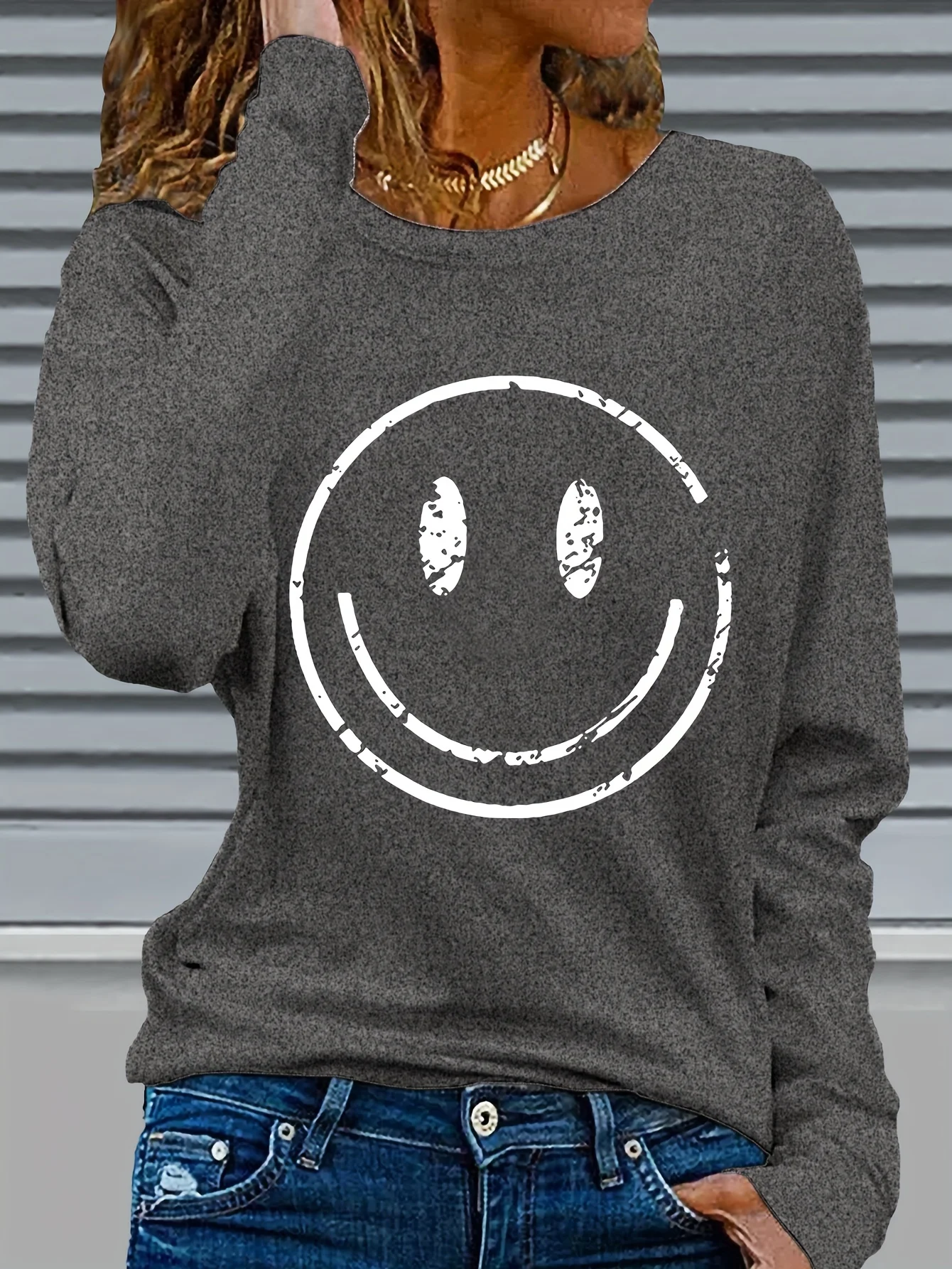 

100% pure cotton women's spring and autumn loose casual fashion Paris letter graphic printed long sleeved round neck T-shirt